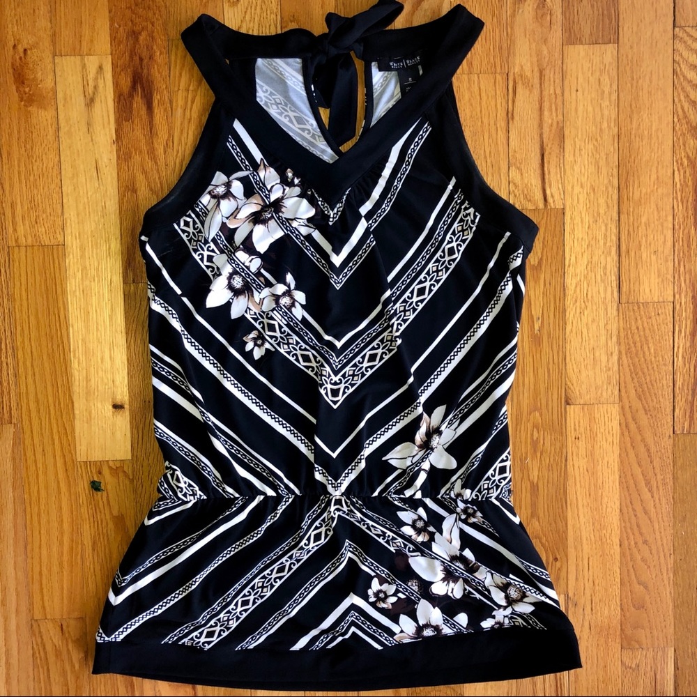 White House Black Market Floral Striped Top